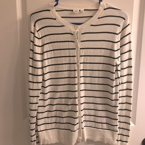 White and Black Striped Gap Sweater